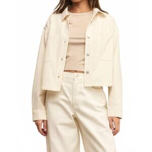 NEW Z SUPPLY all day cropped denim jacket in off white